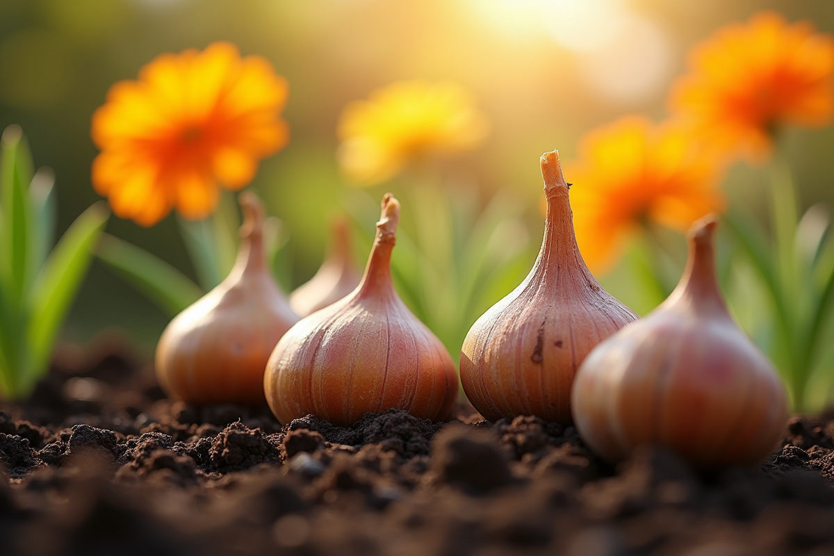 Gros plan sur des bulbes de fleurs d
