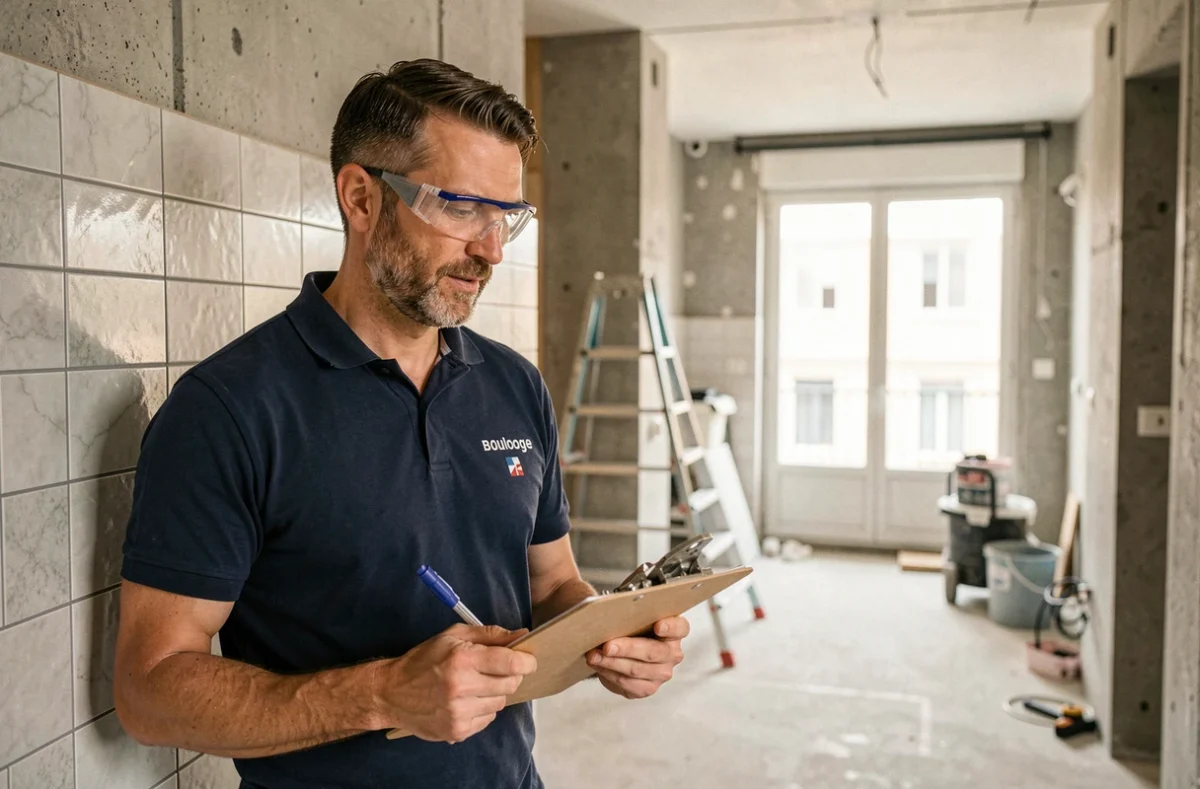 Entrepreneur général CAUVIN inspectant une rénovation à Boulogne-Billancourt