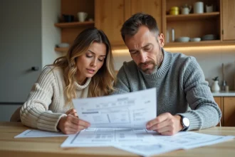 Couple belge examine devis de renovation dans la cuisine