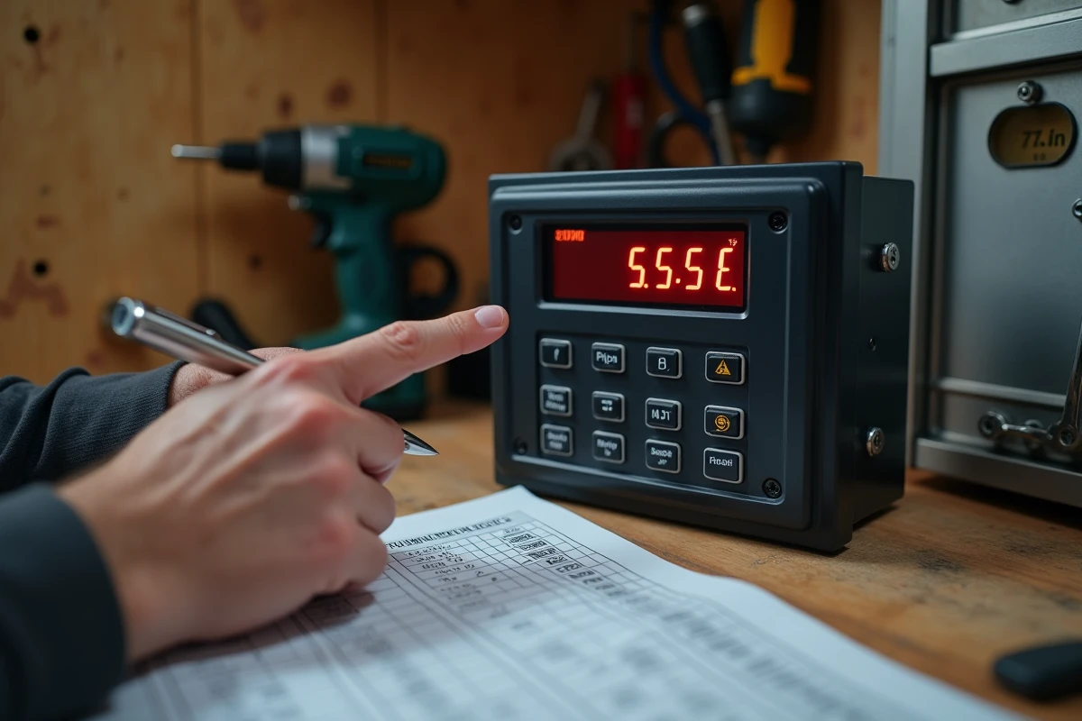 Gros plan sur l'écran d'erreur du Truma Combi 4 avec liste de codes d'erreur imprimée