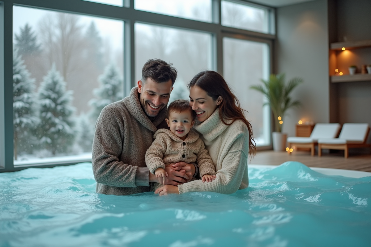 Famille souriante près d