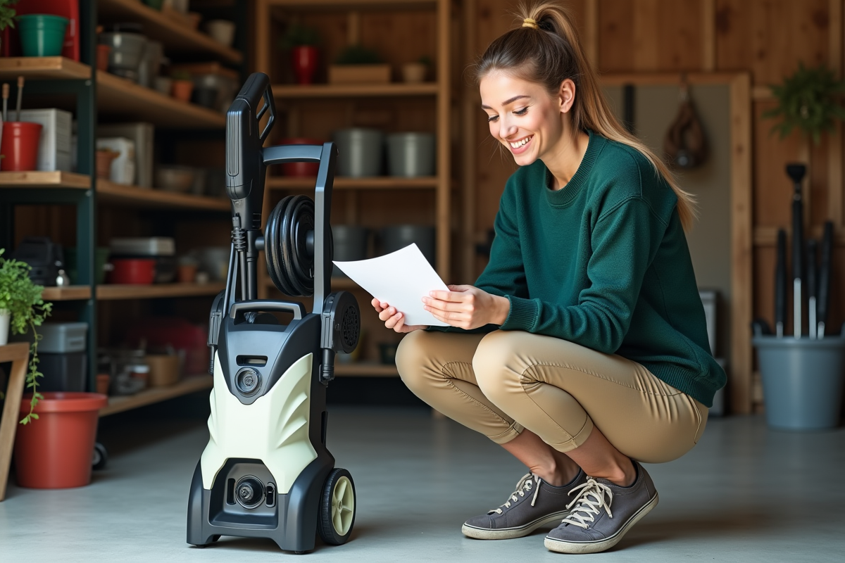 Jeune femme lit le manuel d