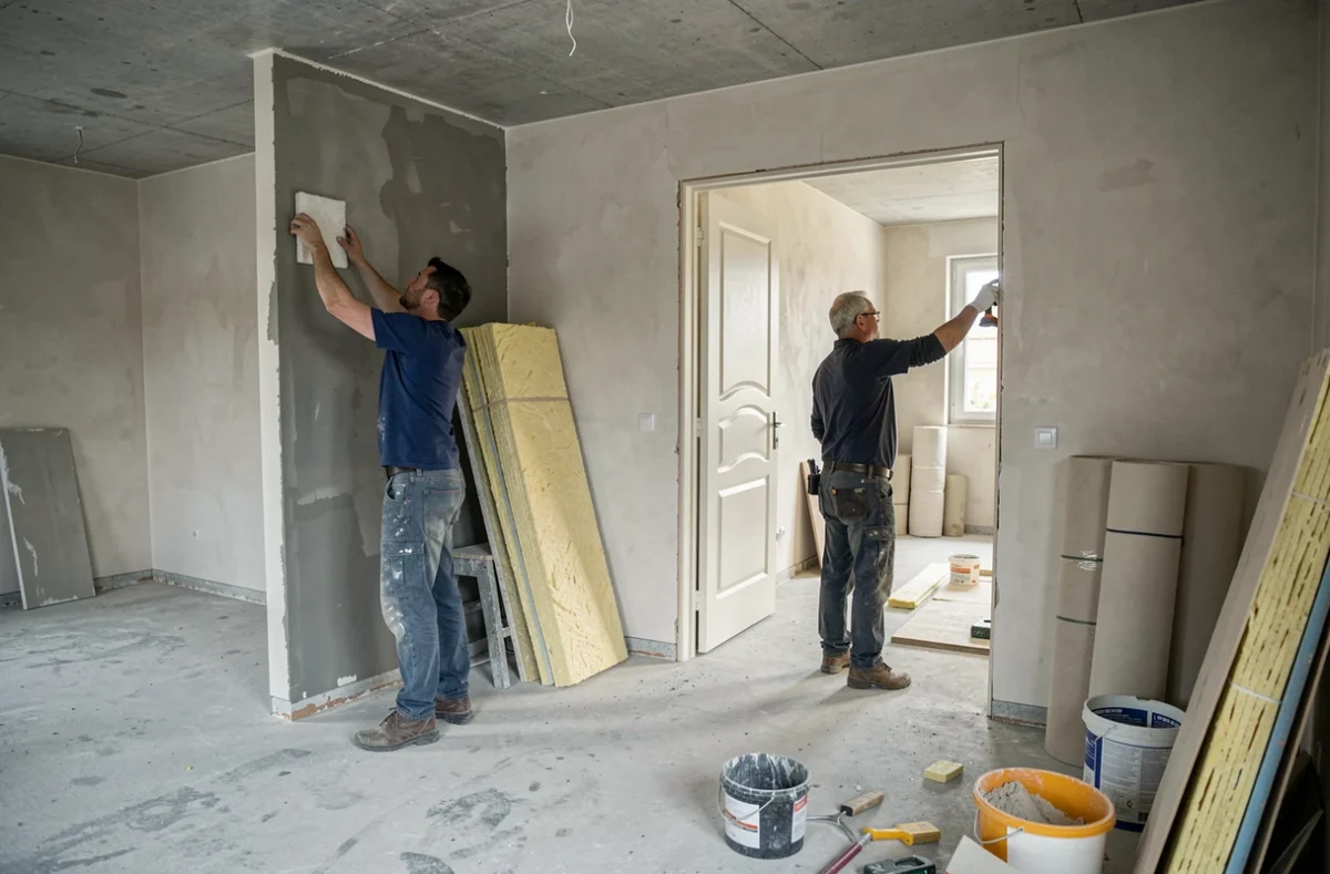 Équipe HABITAT CONCEPT 92 réalisant une rénovation complète dans un appartement à Nanterre