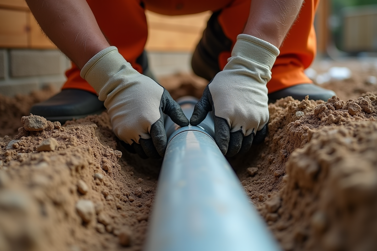 Gros plan sur un joint PVC neuf sous la fondation d