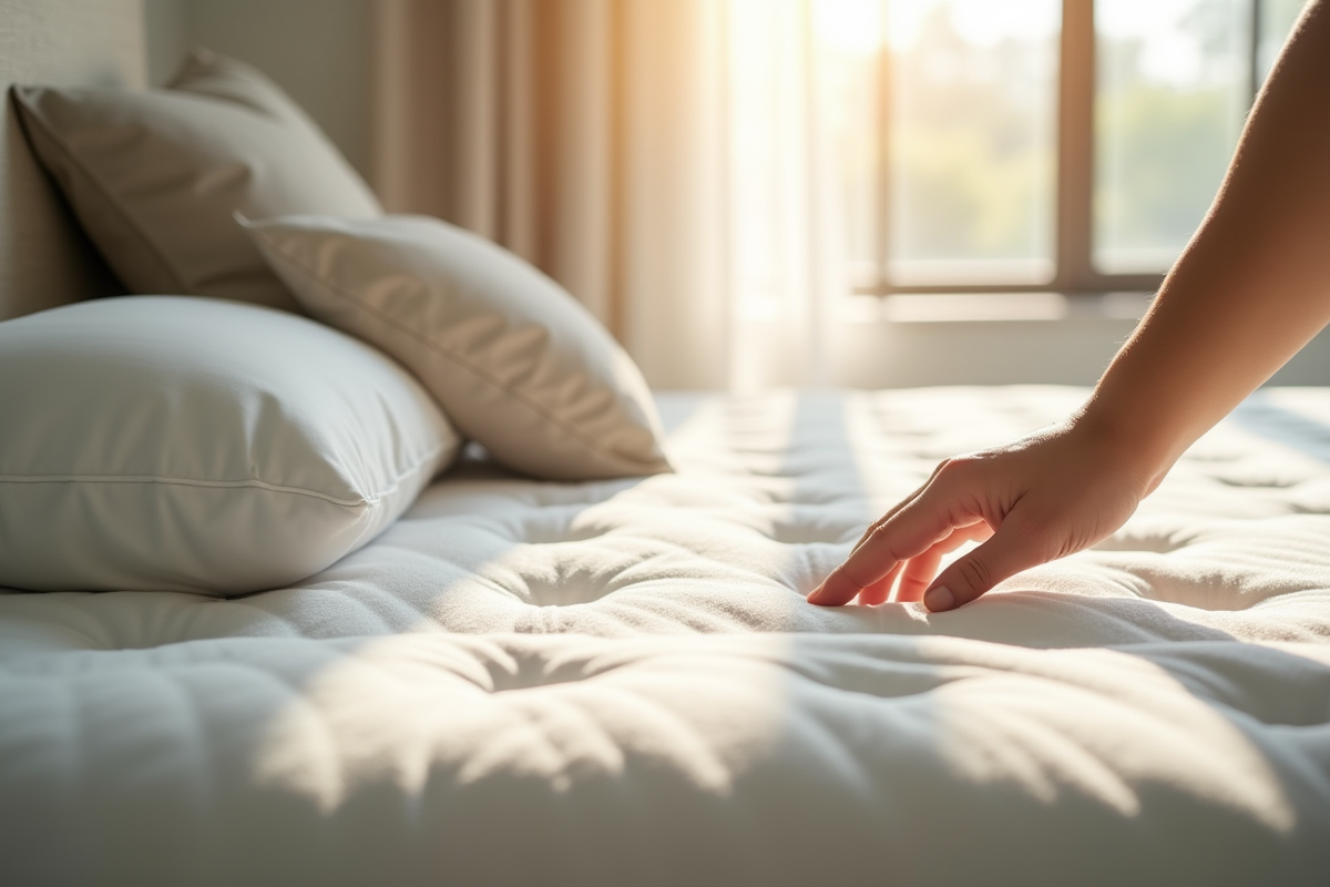 Lit moderne avec matelas ferme et soutien optimal