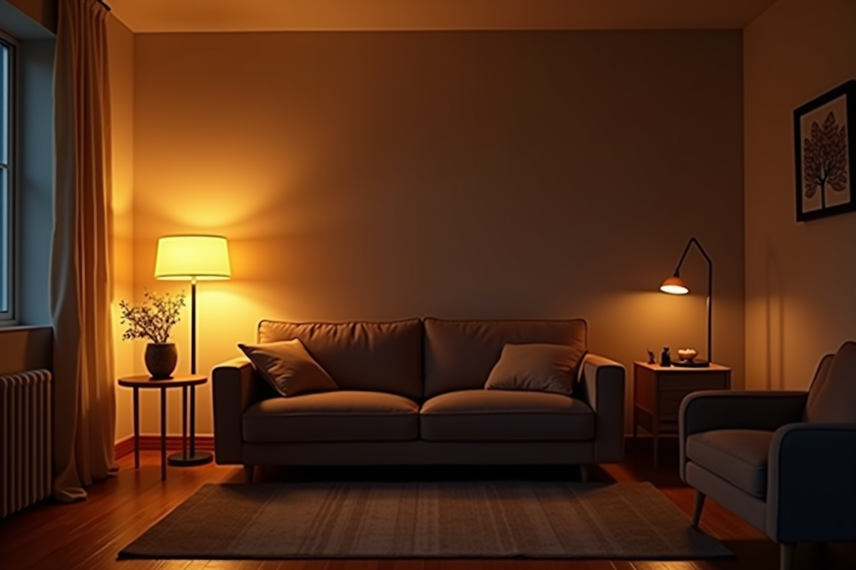 Salon cosy avec lampes d